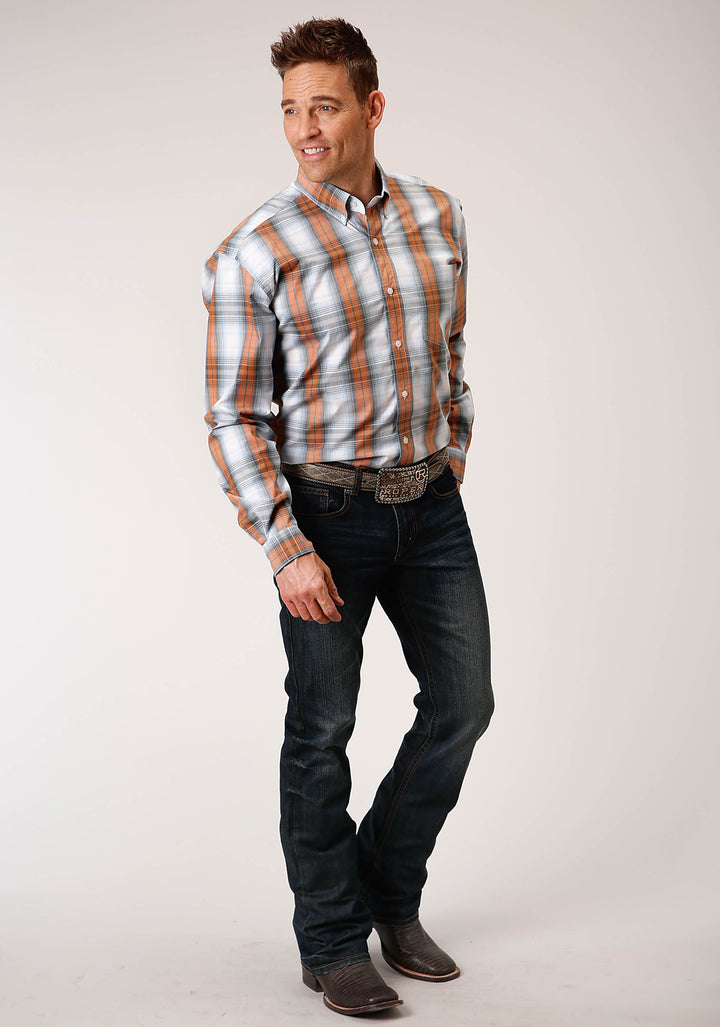 MENS LONG SLEEVE BUTTON DUSK OMBRE WESTERN SHIRT