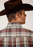 MENS LONG SLEEVE BUTTON REDWOOD PLAID WESTERN SHIRT