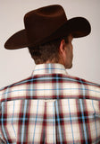 MENS LONG SLEEVE BUTTON RED CANYON PLAID WESTERN SHIRT