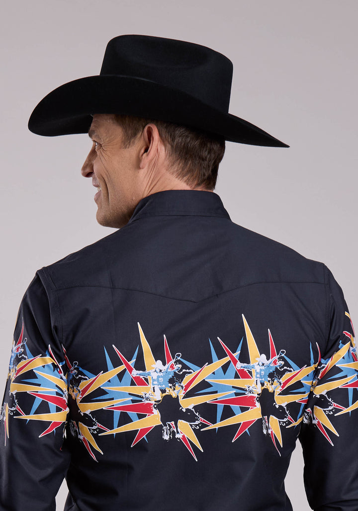 MENS ROPER STAR BULL BORDER LONG SLEEVE SNAP SHIRT