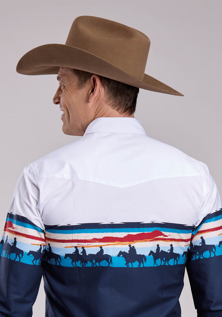 MENS ROPER SUNSET BORDER LONG SLEEVE SNAP SHIRT