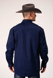 MENS LONG SLEEVE SNAP BRUSH TWILL NAVY WESTERN SHIRT