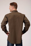 MENS LONG SLEEVE SNAP BRUSH TWILL OLIVE WESTERN SHIRT