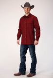 MENS LONG SLEEVE SNAP BRUSH TWILL RUST WESTERN SHIRT