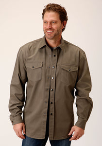 MENS LONG SLEEVE SNAPBRUSHED TWILL  BLACK WESTERN SHIRT