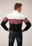 MENS LONG SLEEVE SNAP TRIBAL BORDER WESTERN SHIRT