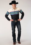 MENS LONG SLEEVE SNAP GREENLINE SERAPE BORDER WESTERN SHIRT