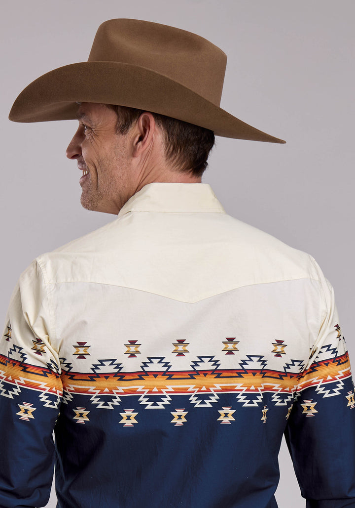 MENS ROPER OMBRE AZTEC BORDER WESTERN SNAP SHIRT