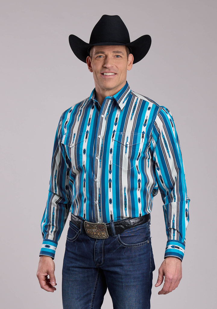 MENS ROPER DEADSTOCK STRIPE LONG SLEEVE SNAP SHIRT