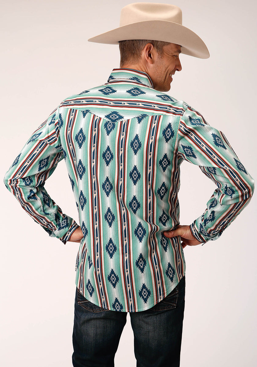 MENS LONG SLEEVE SNAP VERDE STRIPE WESTERN SHIRT – Roper Apparel & Footwear