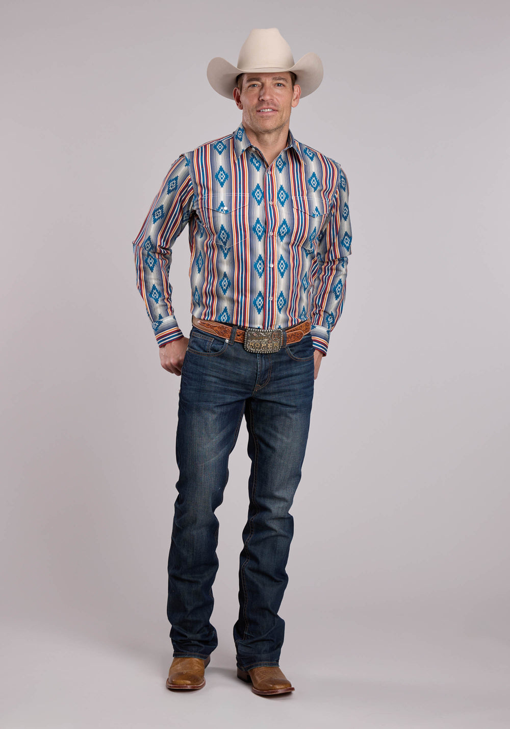 MENS ROPER OMBRE STRIPE LONG SLEEVE SNAP SHIRT