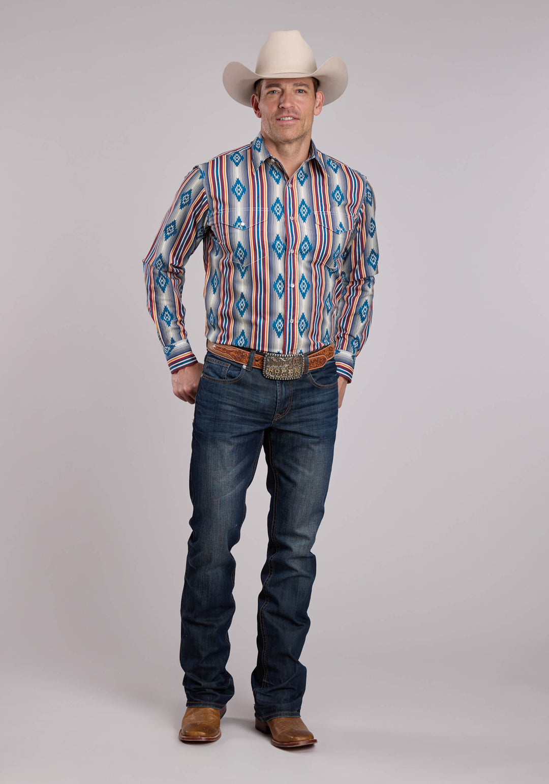 MENS ROPER OMBRE STRIPE LONG SLEEVE SNAP SHIRT