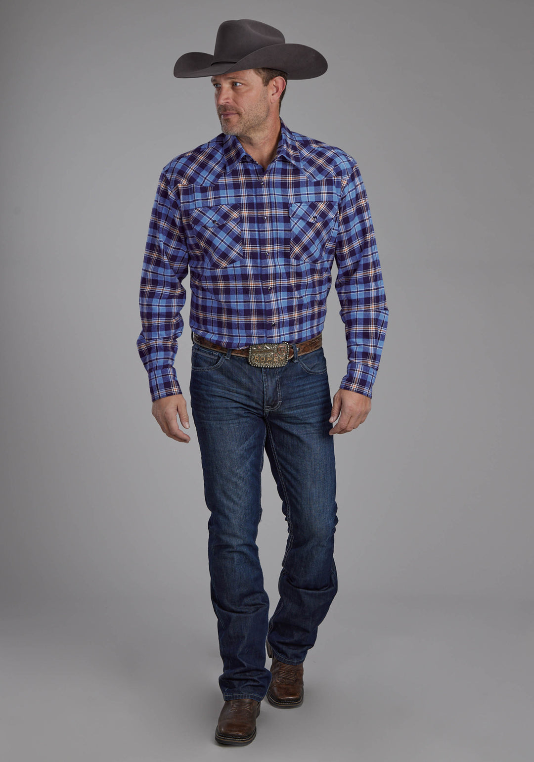 MENS UNLINED FLANNEL SHIRT LONG SLEEVE SNAP WESTERN SHIRT