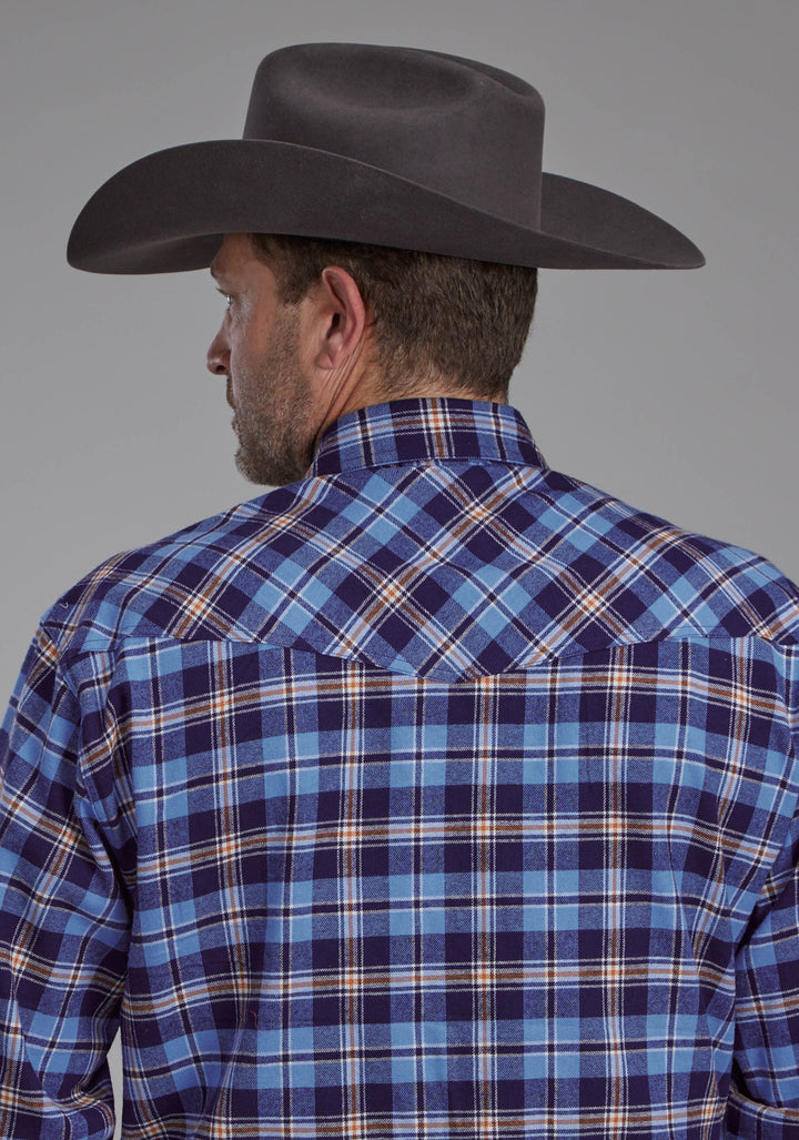 MENS UNLINED FLANNEL SHIRT LONG SLEEVE SNAP WESTERN SHIRT