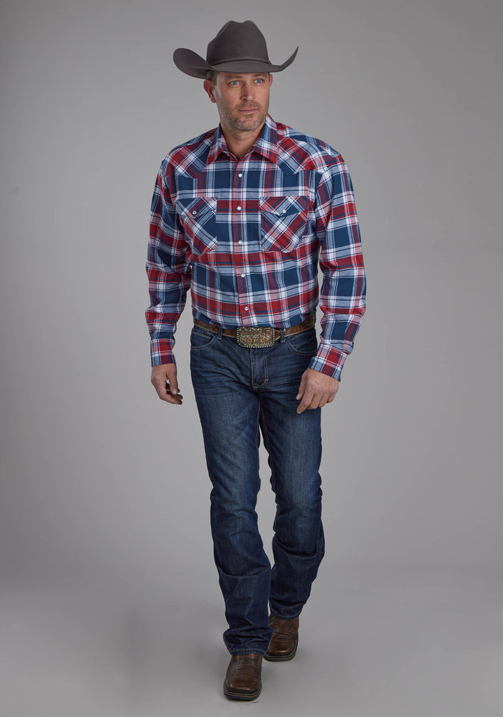 MENS UNLINED FLANNEL SHIRT LONG SLEEVE SNAP WESTERN SHIRT