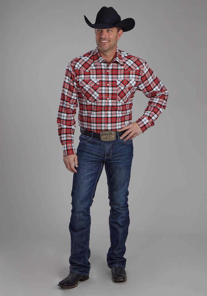 MENS UNLINED FLANNEL SHIRT LONG SLEEVE SNAP WESTERN SHIRT