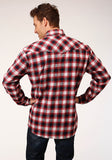 MENS LONG SLEEVE SNAP UNLINED FLANNEL PLAID SHIRT WESTERN SHIRT