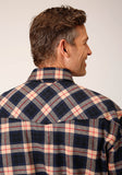 MENS LONG SLEEVE SNAP UNLINED FLANNEL PLAID SHIRT WESTERN SHIRT