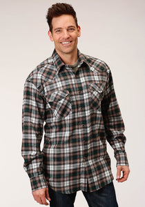 MENS LONG SLEEVE SNAP UNLINED FLANNEL PLAID SHIRT WESTERN SHIRT