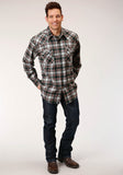 MENS LONG SLEEVE SNAP UNLINED FLANNEL PLAID SHIRT WESTERN SHIRT