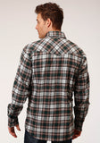 MENS LONG SLEEVE SNAP UNLINED FLANNEL PLAID SHIRT WESTERN SHIRT