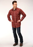 MENS LONG SLEEVE SNAP UNLINED FLANNEL PLAID SHIRT WESTERN SHIRT