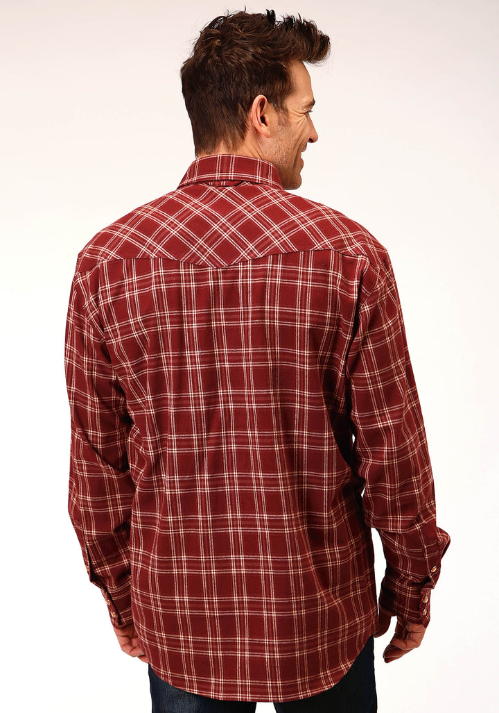MENS LONG SLEEVE SNAP UNLINED FLANNEL PLAID SHIRT WESTERN SHIRT