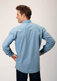 MENS LONG SLEEVE SNAP LIGHT BLUE DENIM WESTERN SHIRT