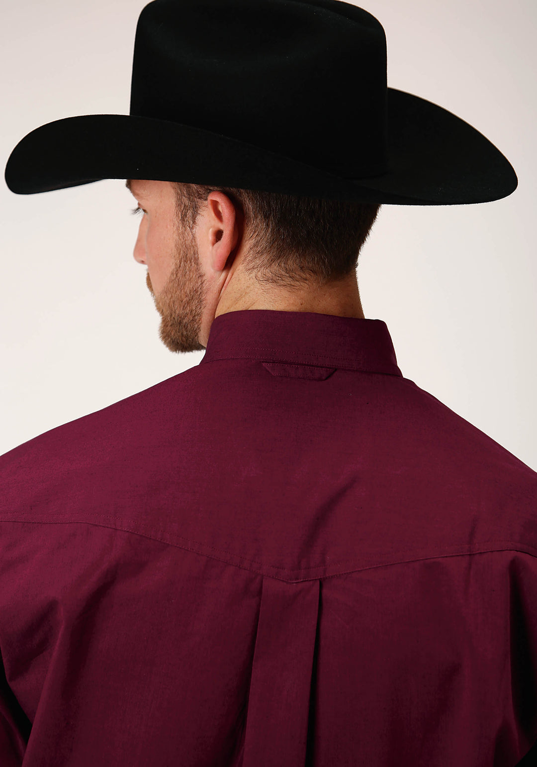MENS LONG SLEEVE BUTTON SOLID BLACK FILL  WINE WESTERN SHIRT TALL FIT