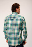 MENS LONG SLEEVE BUTTON OCEAN PLAID WESTERN SHIRT TALL FIT