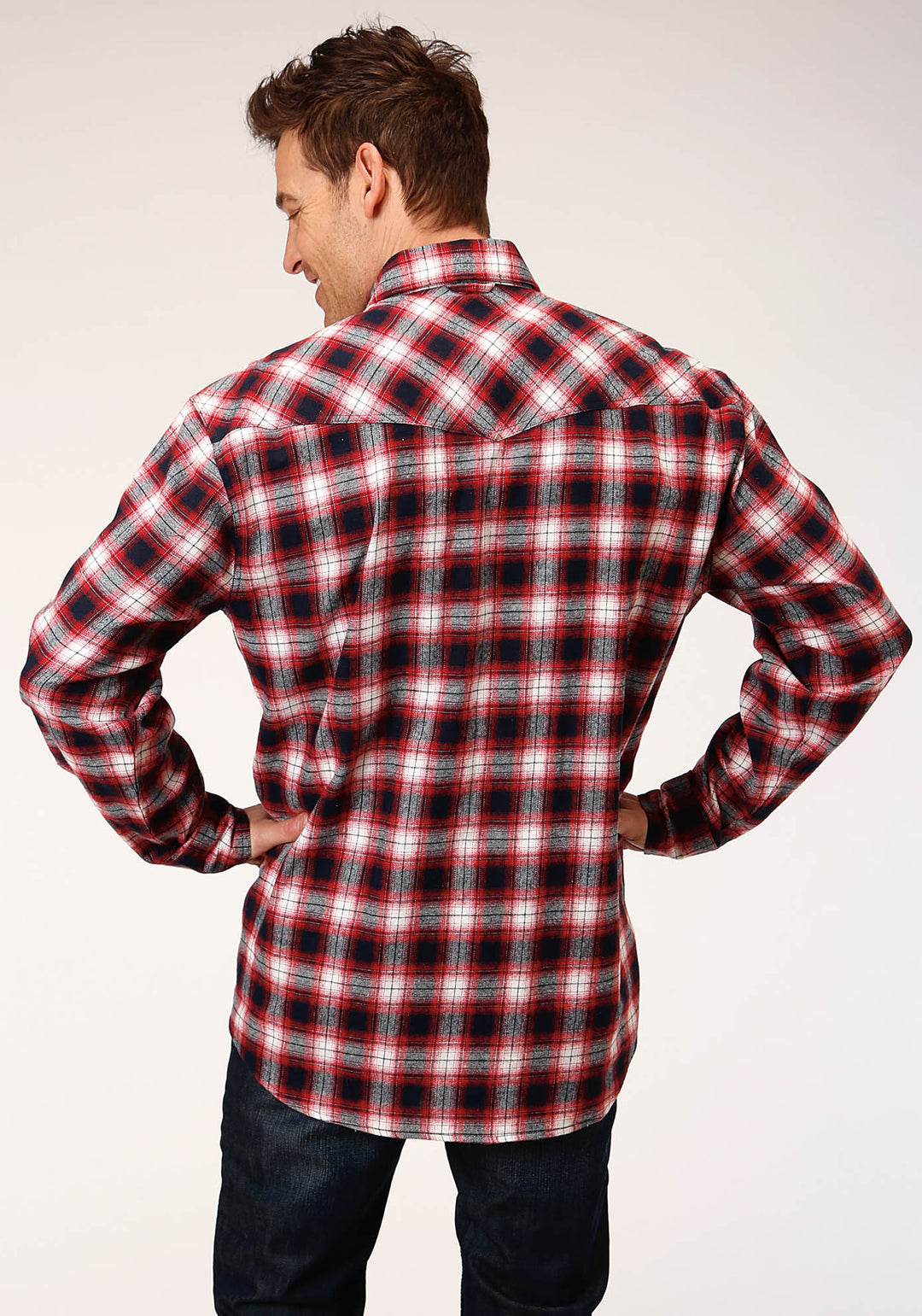 MENS LONG SLEEVE SNAP UNLINED FLANNEL PLAID SHIRT WESTERN SHIRT TALL FIT