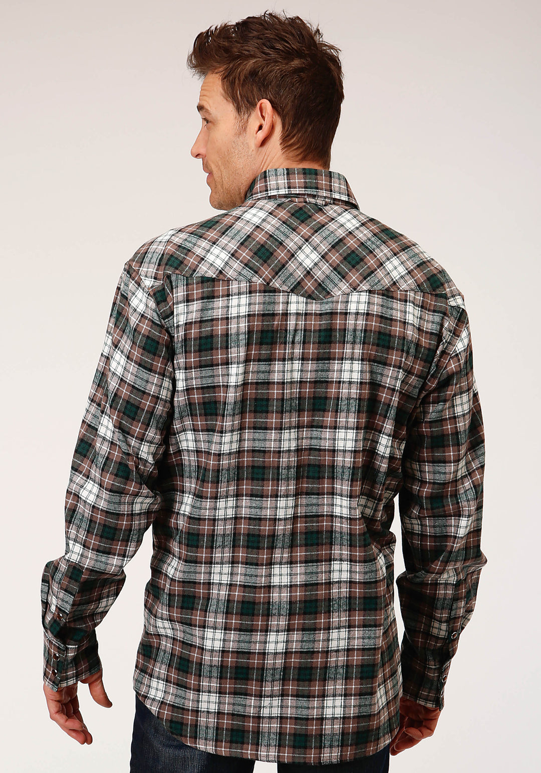 MENS LONG SLEEVE SNAP UNLINED FLANNEL PLAID SHIRT WESTERN SHIRT TALL FIT