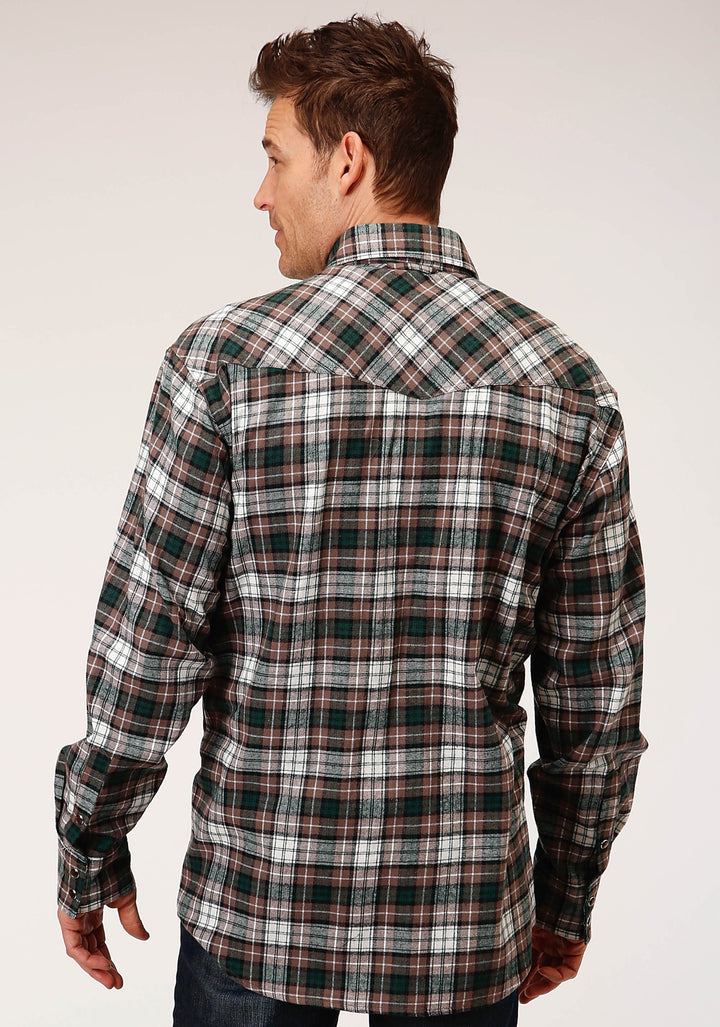MENS LONG SLEEVE SNAP UNLINED FLANNEL PLAID SHIRT WESTERN SHIRT TALL FIT
