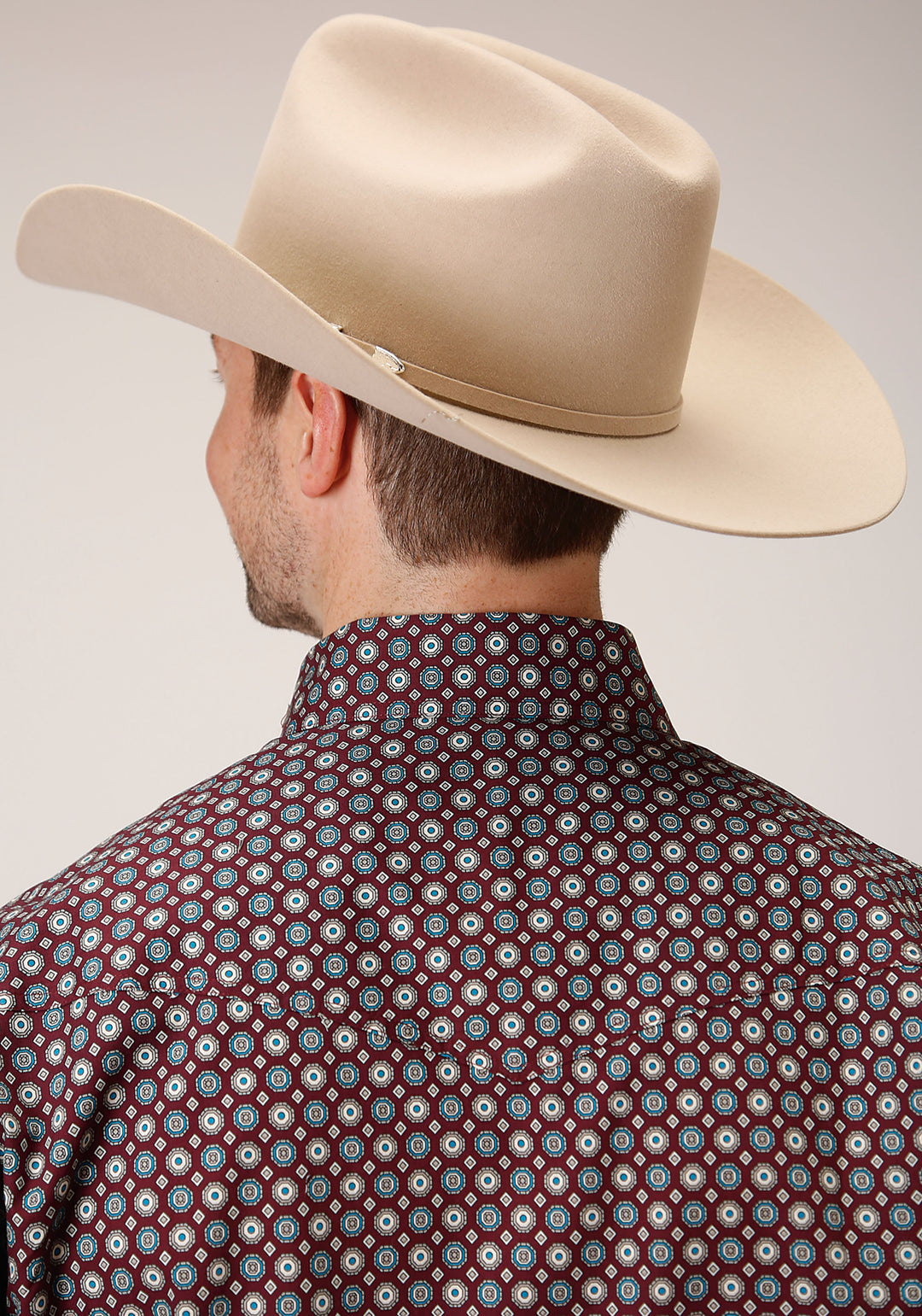 MENS LONG SLEEVE SNAP RED CURRANT FOULARD WESTERN SHIRT TALL FIT