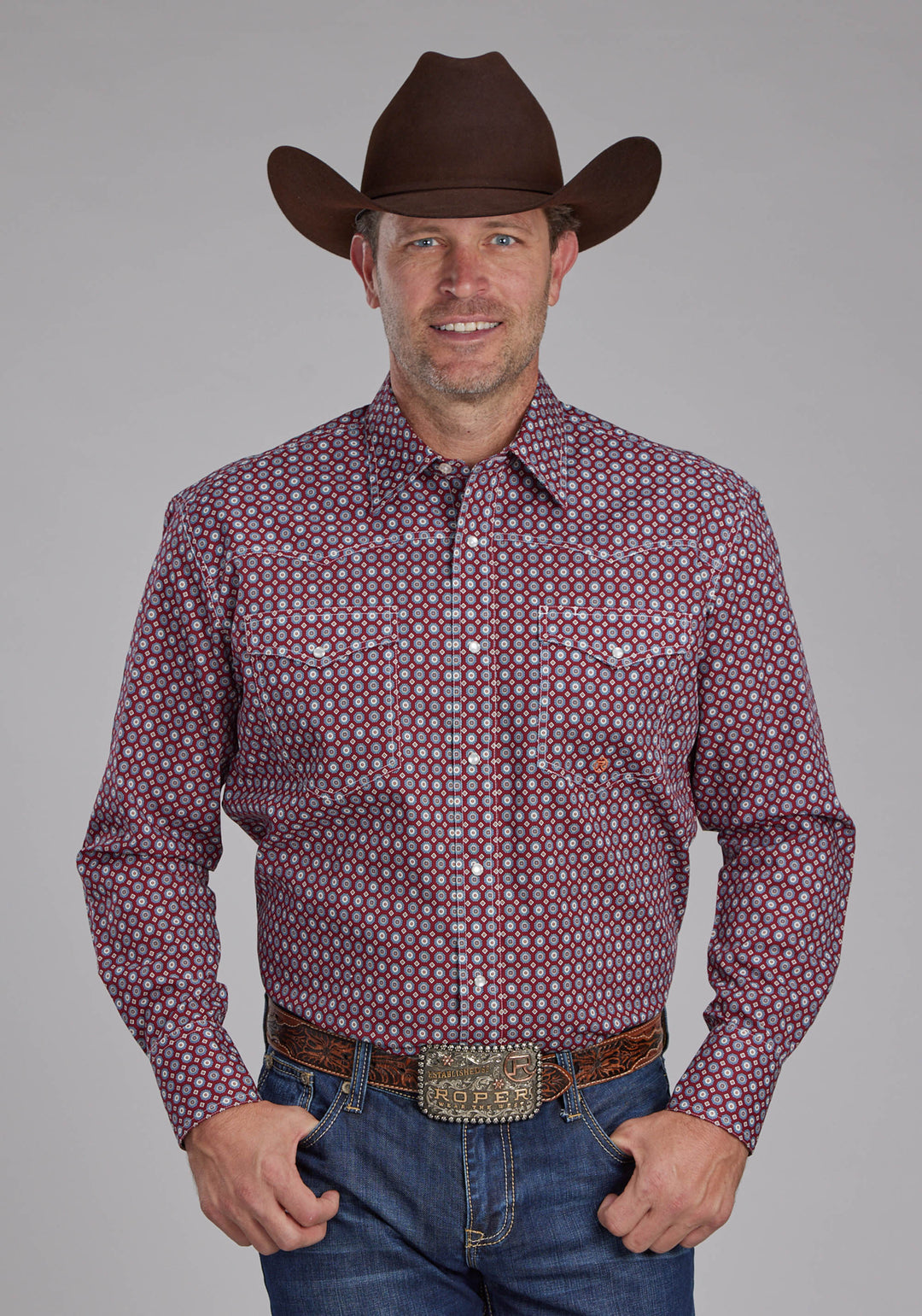 MENS HIGHWAY FOULARD LONG SLEEVE SNAP WESTERN SHIRT