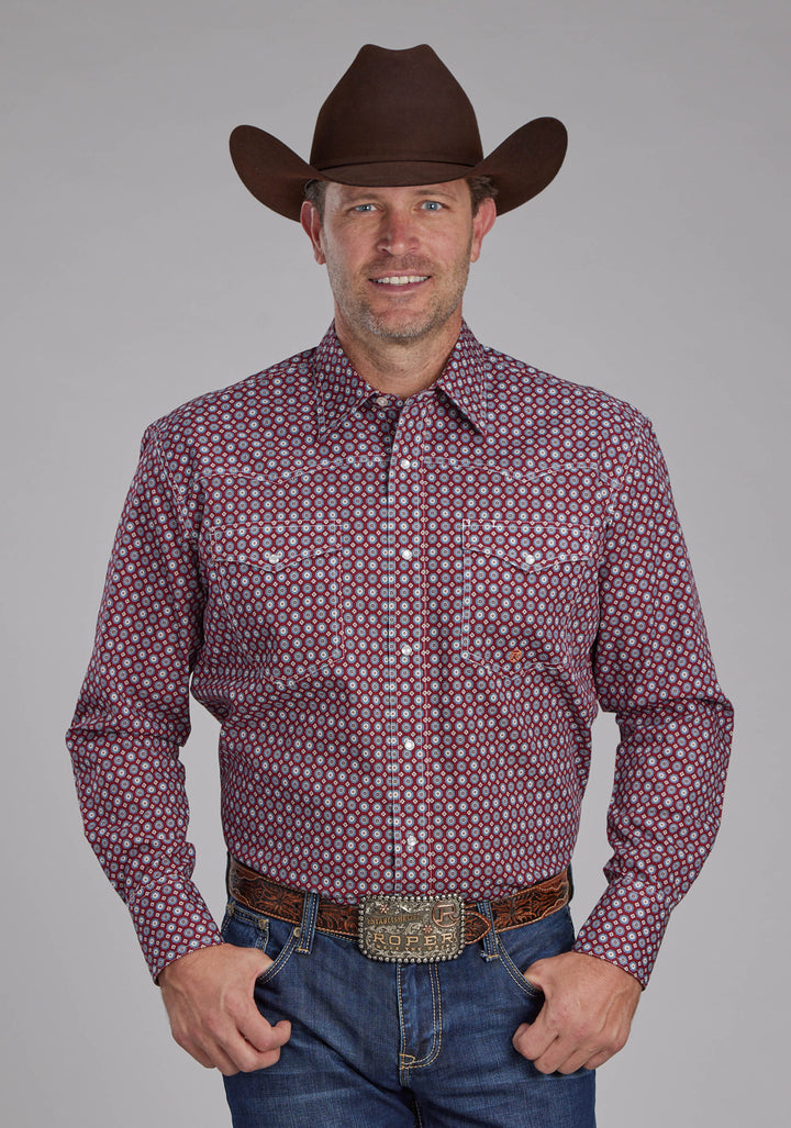 MENS HIGHWAY FOULARD LONG SLEEVE SNAP WESTERN SHIRT