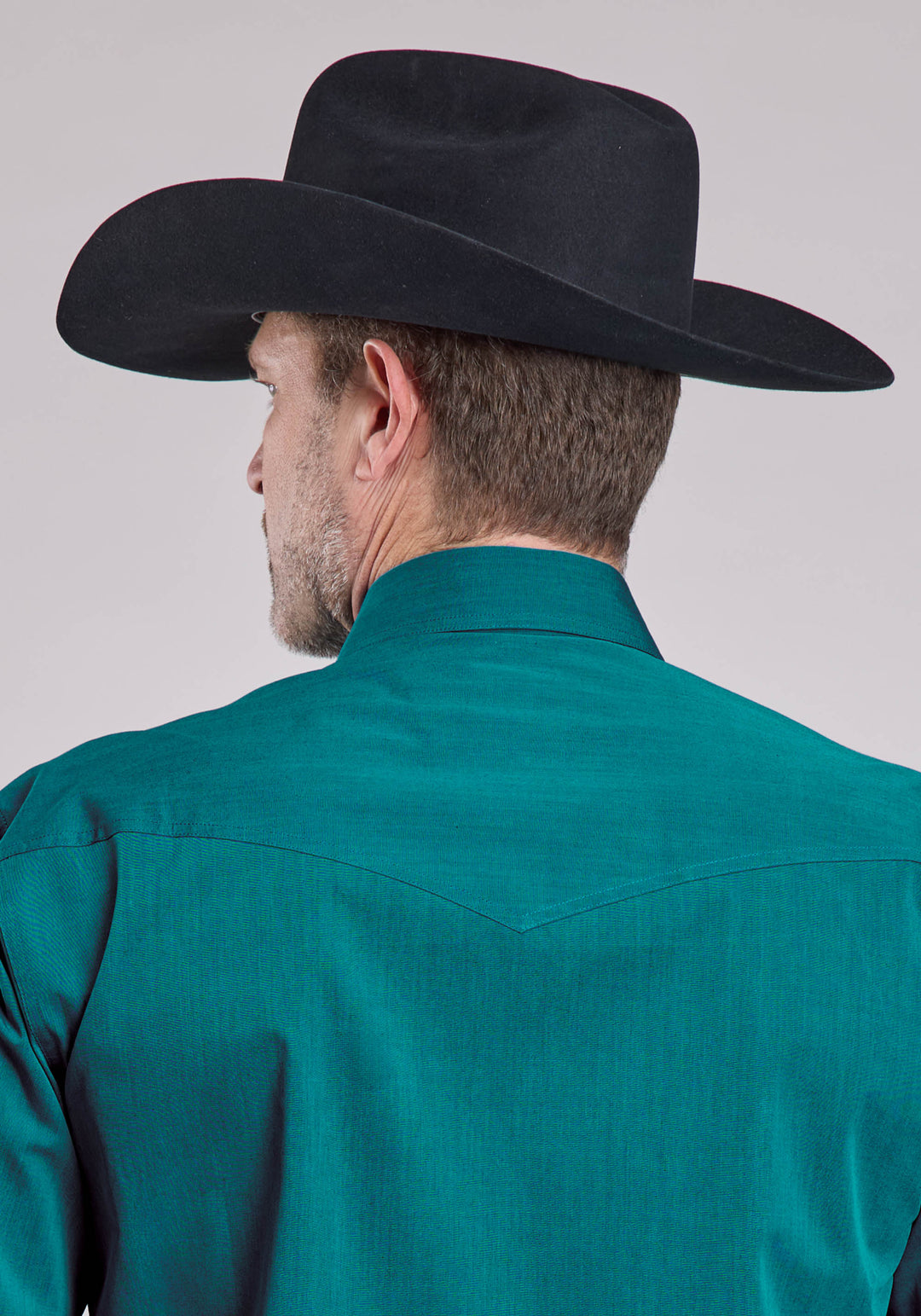 MENS ROPER SOLID BLACK FILL TEAL LONG SLEEVE SNAP SHIRT
