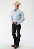 MENS BLUE SOLID LONG SLEEVE WESTERN SNAP SHIRT TALL FIT