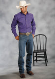 MENS PURPLE SOLID LONG SLEEVE WESTERN SNAP SHIRT TALL FIT