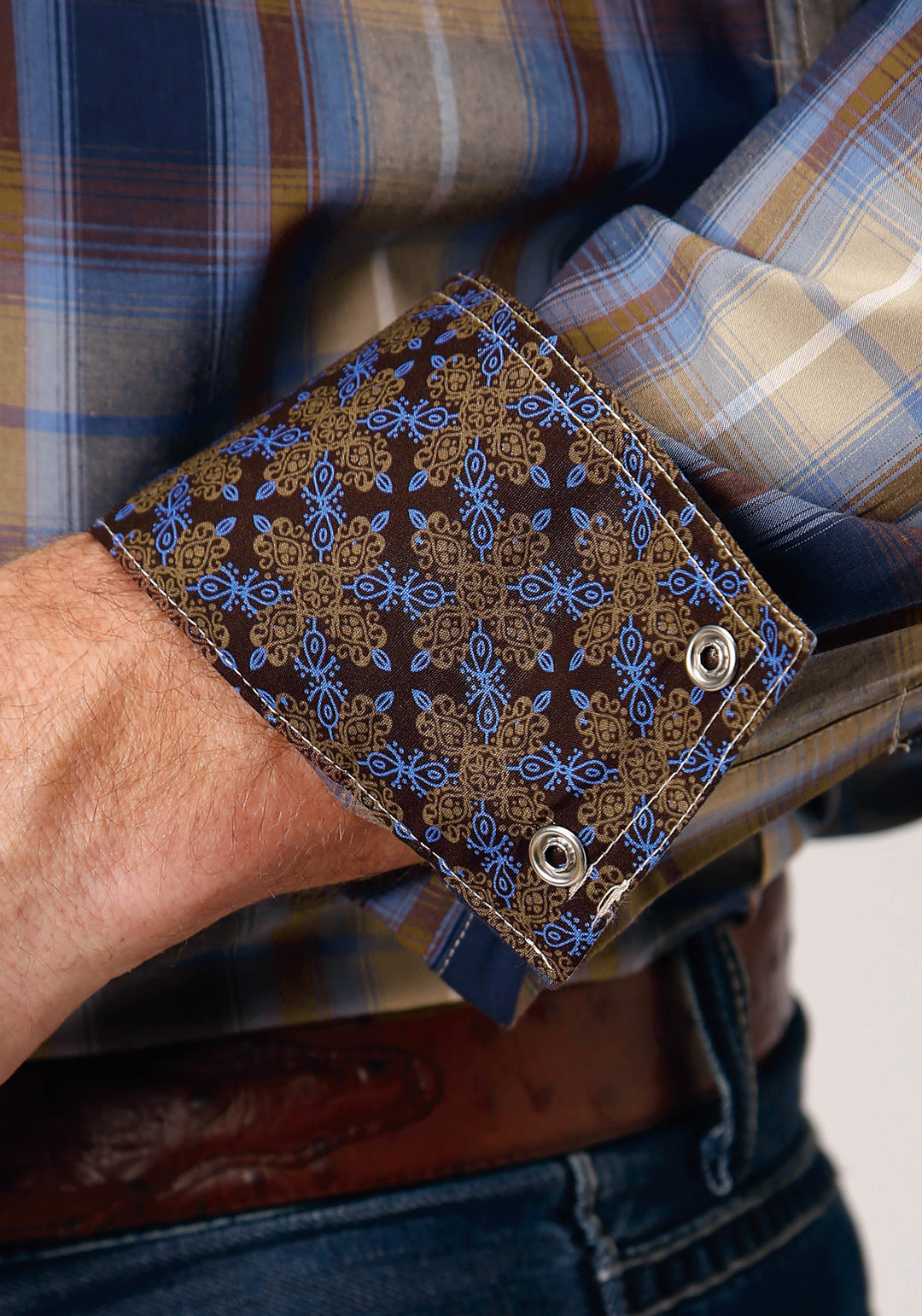 MENS LONG SLEEVE SNAP RANCH PLAID WESTERN SHIRT TALL FIT