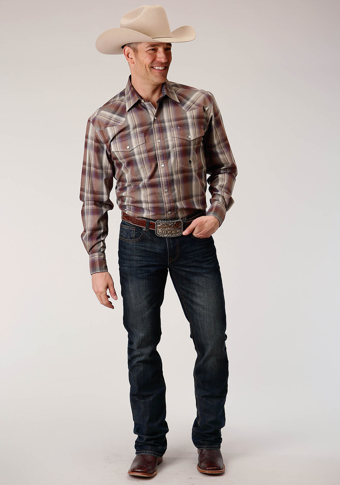 MENS LONG SLEEVE SNAP CIDER PLAID WESTERN SHIRT TALL FIT