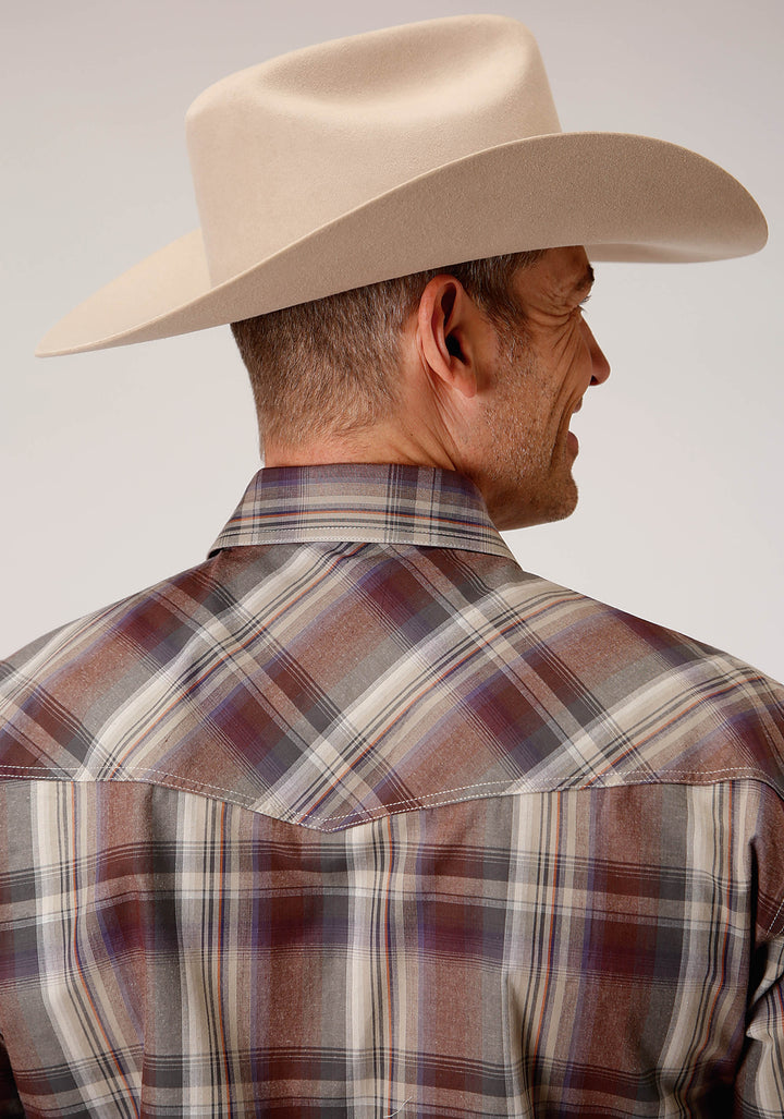 MENS LONG SLEEVE SNAP CIDER PLAID WESTERN SHIRT TALL FIT