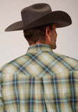 MENS LONG SLEEVE SNAP SAND DUNE PLAID WESTERN SHIRT TALL FIT