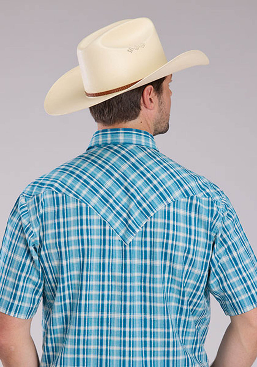 MENS OCEAN DOBBY SHORT SLEEVE SNAP WESTERN SHIRT