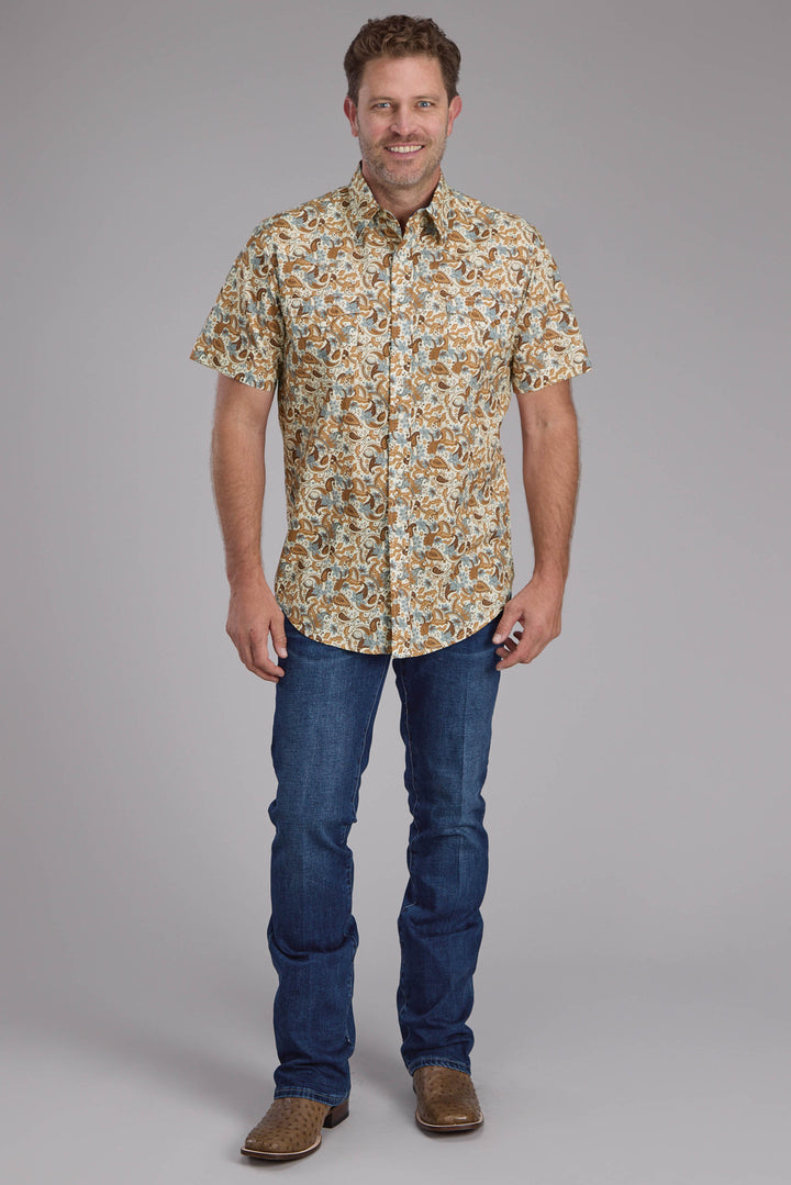 MENS SLADE PAISLEY PRINT SHORT SLEEVE SNAP WESTERN SHIRT