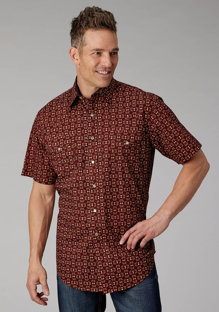 MENS IKAT ARROWS SHORT SLEEVE SNAP WESTERN SHIRT