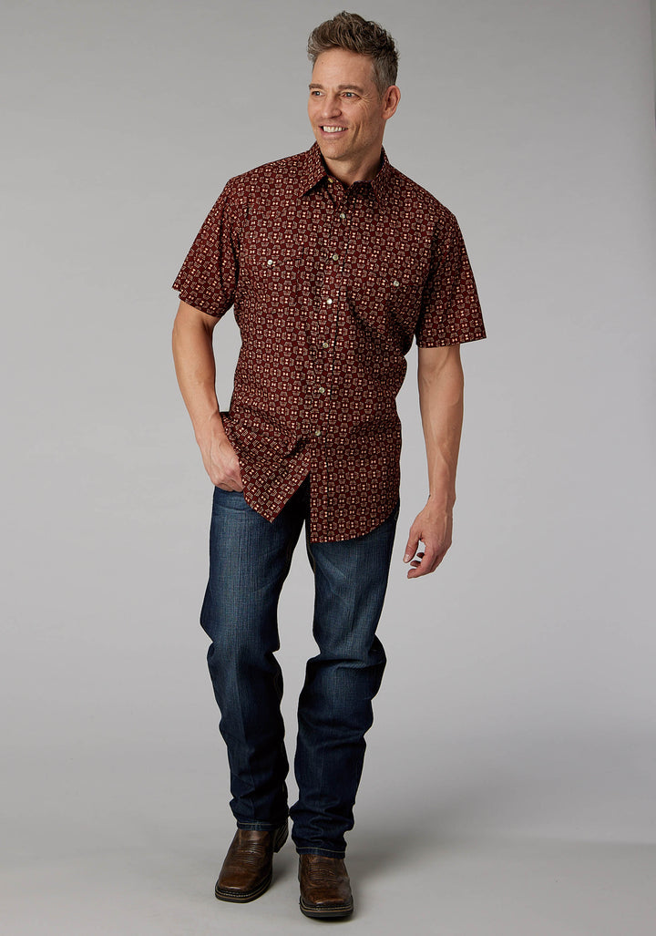 MENS IKAT ARROWS SHORT SLEEVE SNAP WESTERN SHIRT