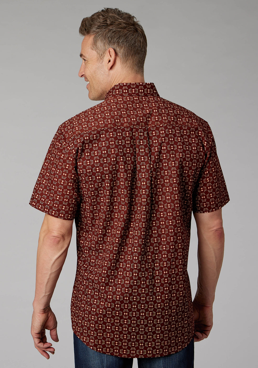 MENS IKAT ARROWS SHORT SLEEVE SNAP WESTERN SHIRT