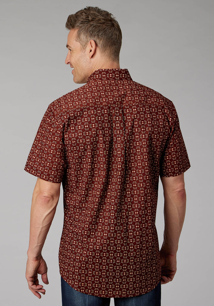 MENS IKAT ARROWS SHORT SLEEVE SNAP WESTERN SHIRT