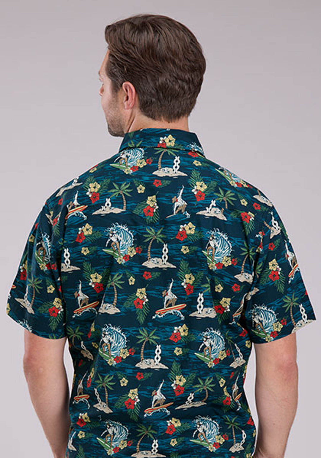 MENS PANLOLOS PRINT SHORT SLEEVE SNAP WESTERN SHIRT